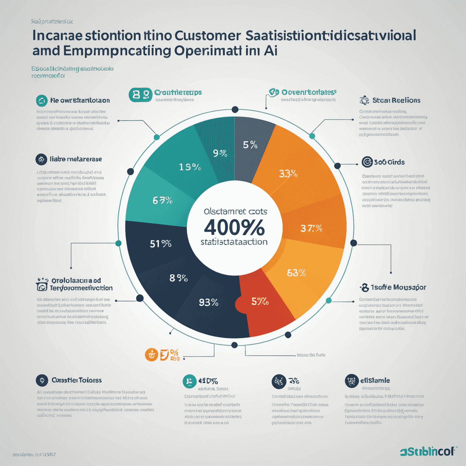 Gráfico que muestra el aumento de la satisfacción del cliente y la reducción de costos operativos tras la implementación de IA en el servicio al cliente